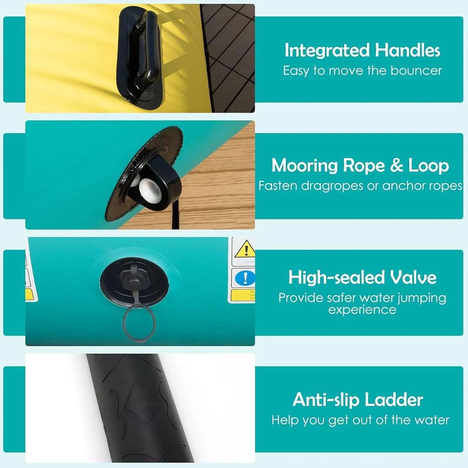 Non-Slip Inflatable Water Floating Bed, EVA Wood Grain Anti-Slip Mat, Yacht Dock Inflatable Floating Platform, Fishing Platform,3 * 3m/9.8 * 9.8ft