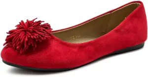 Ollio Women's Shoe Faux Suede Flower Ribbon Ballet Flat