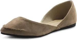 Ollio Women's Shoe Faux Suede Light Comfort Stitching D'Orsay Pointed Toe Ballet Flats F78