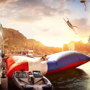 Outdoor Jumping Toys Pillow Inflatable Water Catapult Blob Catapult Bag with Air Pump for Water Sports Games