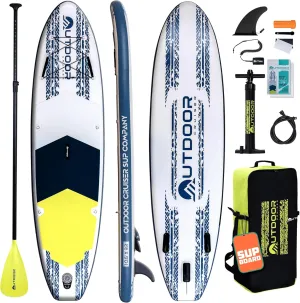 OutdoorCrusier Ultra-Portable Inflatable Stand-Up Paddle Board, Lightweight & Stable with Non-Slip Design, Complete SUP Accessories, Durable Drop-Stitch Material