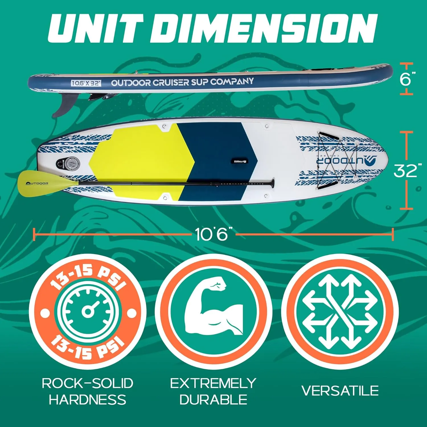 OutdoorCrusier Ultra-Portable Inflatable Stand-Up Paddle Board, Lightweight & Stable with Non-Slip Design, Complete SUP Accessories, Durable Drop-Stitch Material