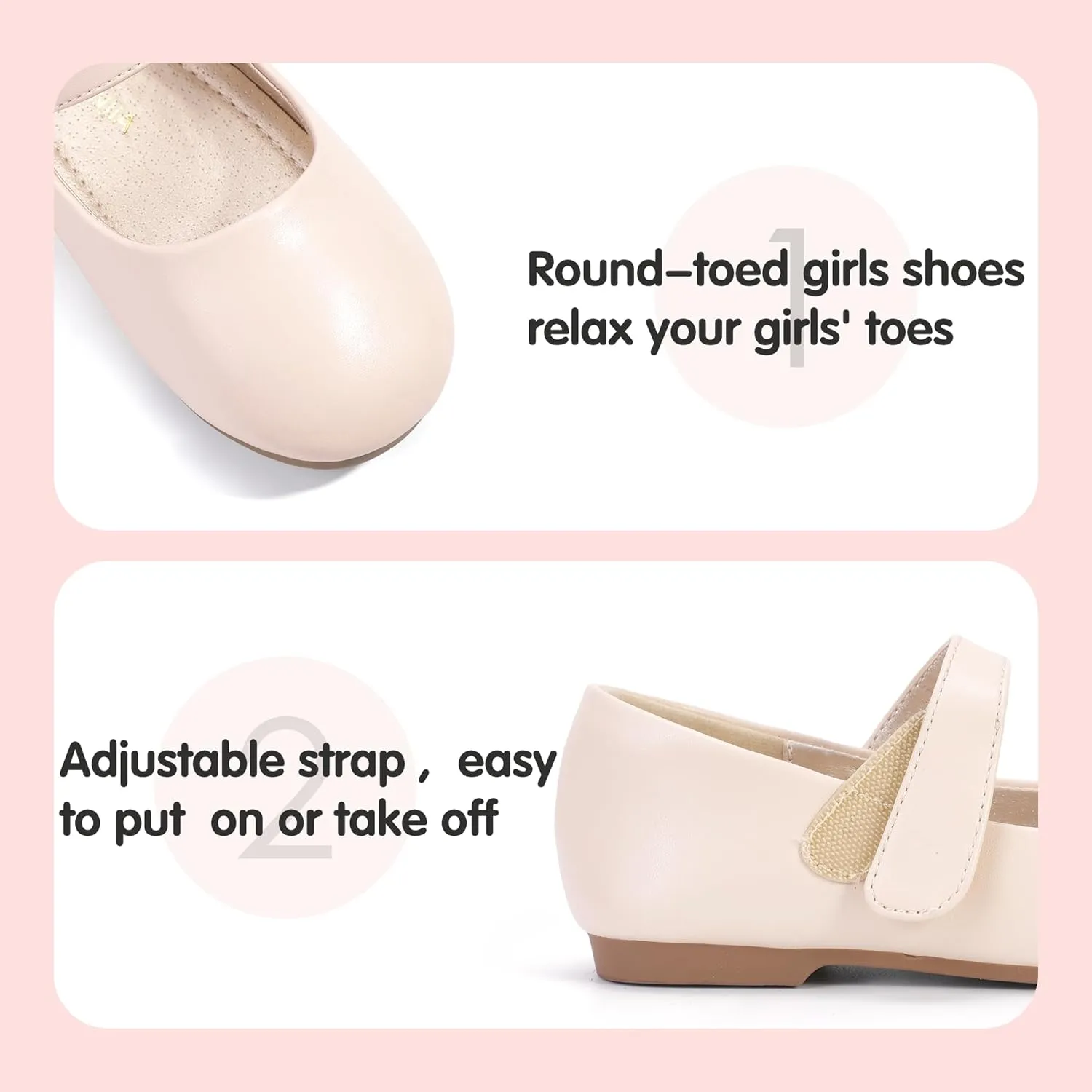 PANDANINJIA Girls Dress Shoes Toddler Flower Girl Kids Mary Jane Shoes Ballet Flats School Wedding Party Church Girls Shoes