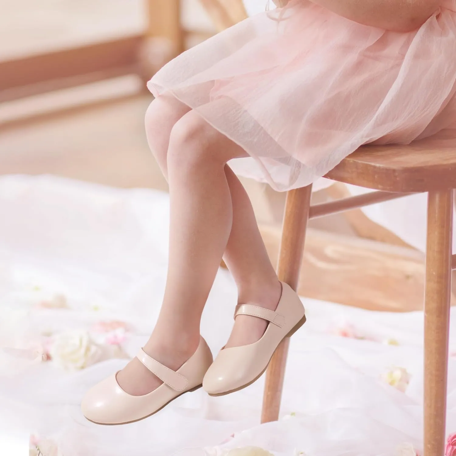PANDANINJIA Girls Dress Shoes Toddler Flower Girl Kids Mary Jane Shoes Ballet Flats School Wedding Party Church Girls Shoes