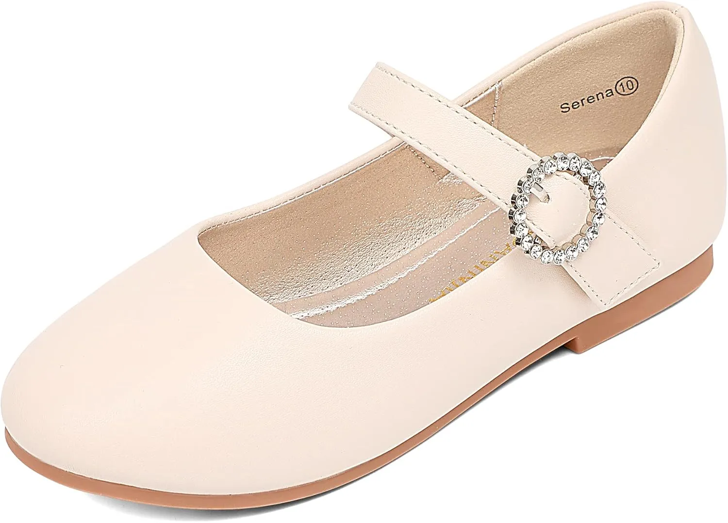 PANDANINJIA Sarena Girls Dress Shoes Rhinestone Flower Girl Ballerina Ballet Flats Mary Jane Wedding Party School Shoes for Toddler Little Kid Big Kid