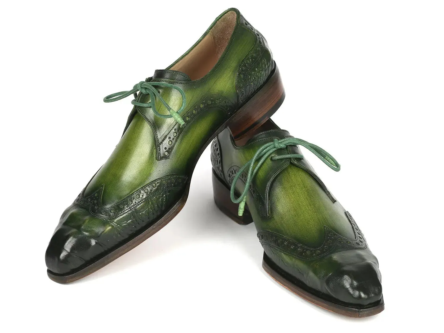 Paul Parkman Goodyear Welted Wingtip Derby Shoes Green (ID#584-GRN)