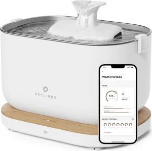 PETLIBRO Cat Water Fountain, App Monitoring Pet Fountains for Cats Indoor with Stainless Steel Tray, 2.5L/84oz Dockstream Automatic Water Dispenser for Drinking, 2.4G Wi-Fi Smart Bowl Inside