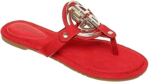 Pierre Dumas Women's Colored Flat Sandals Red Suede Size 8.5