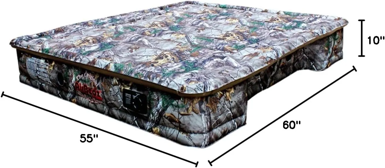 Pittman Outdoors PPI-405 AirBedz CAMO Truck Bed Air Mattress | Mid Size-Short Bed, 5-5.5 Feet in Length | Built-in Rechargeable Battery Air Pump | Includes Tailgate Extension , Camouflage