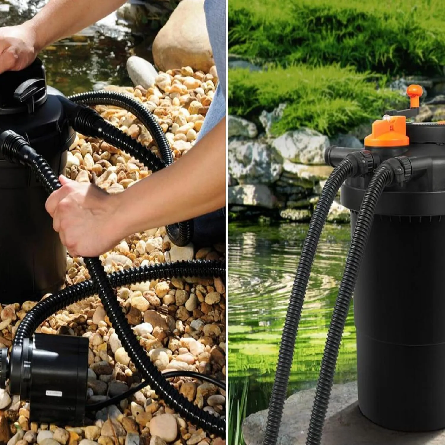 Pond Tubing,1 inch PVC Flexible Pond Hose, Black Corrugated Waterfall Sump Pump Hose,Drainage Pipe, Kinkproof for Garden Ponds, 1"x50FT