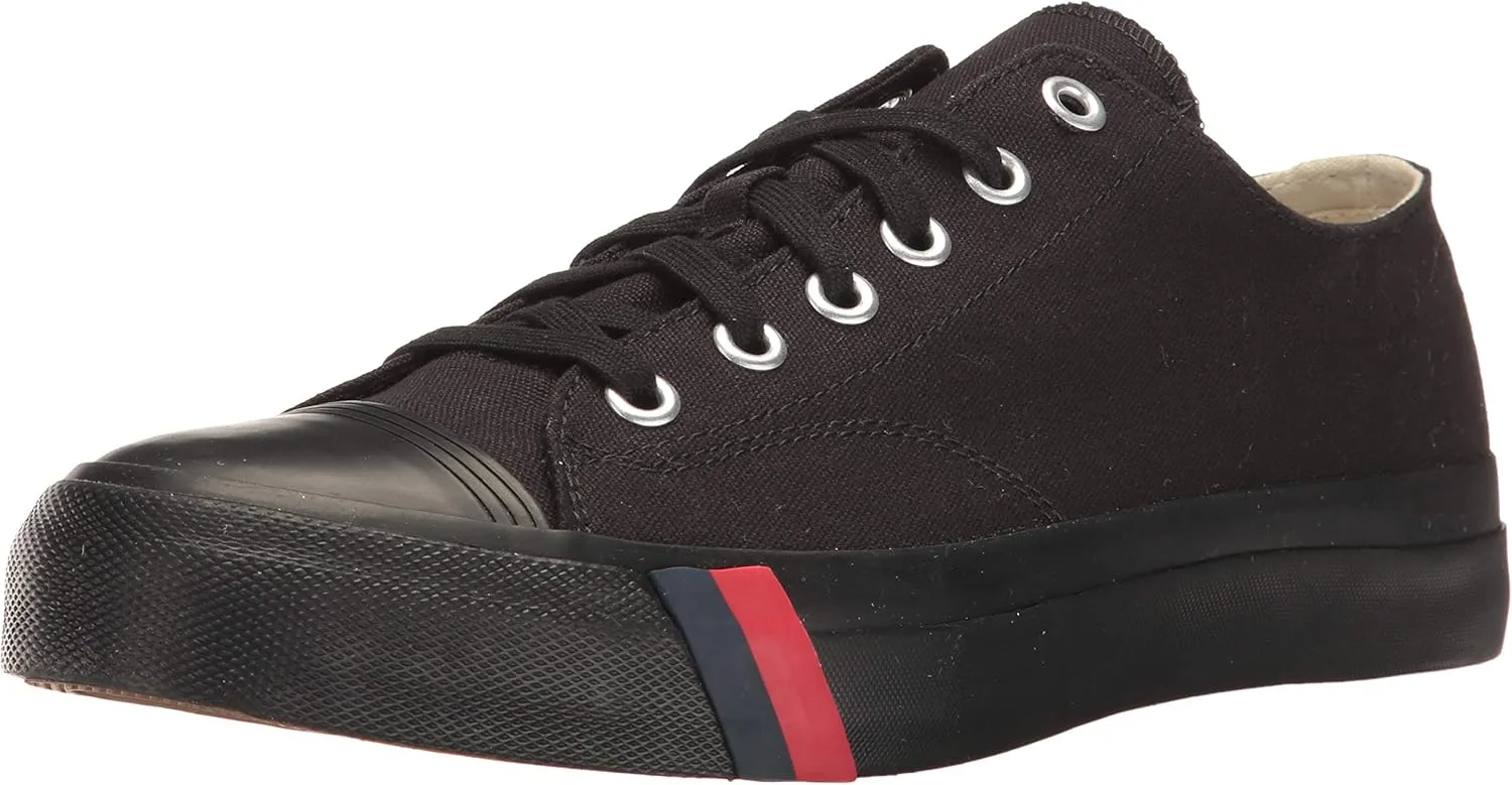 PRO-Keds Men's Royal Lo Lace Up Fashion Sneaker, Black/Black Canvas, 3