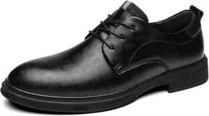 PURCHAWEE Men's Plaid Derby Shoes Dress Shoes,Leather Burnished Embossed Non Slip Lace Up Round Toe Block Heel Formal Business Shoes