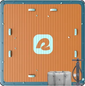 Retrospec Siesta Dock 7' & 10' XL Inflatable Floating Platform | Water Dock for Lakes, Pools, Boating - Portable Multi-Person Dock Floating Island Raft with Dual-Action Pump & Carrying Bag