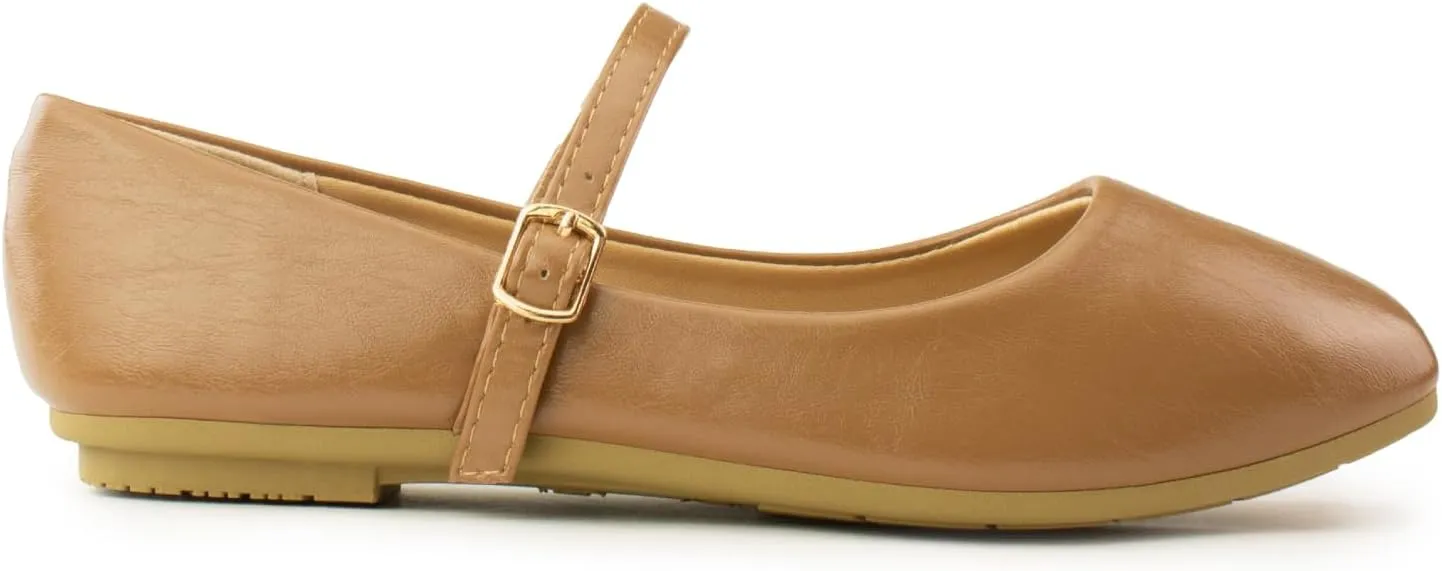 RF ROOM OF FASHION Women's Buckle Strap Mary Jane Ballet Flats