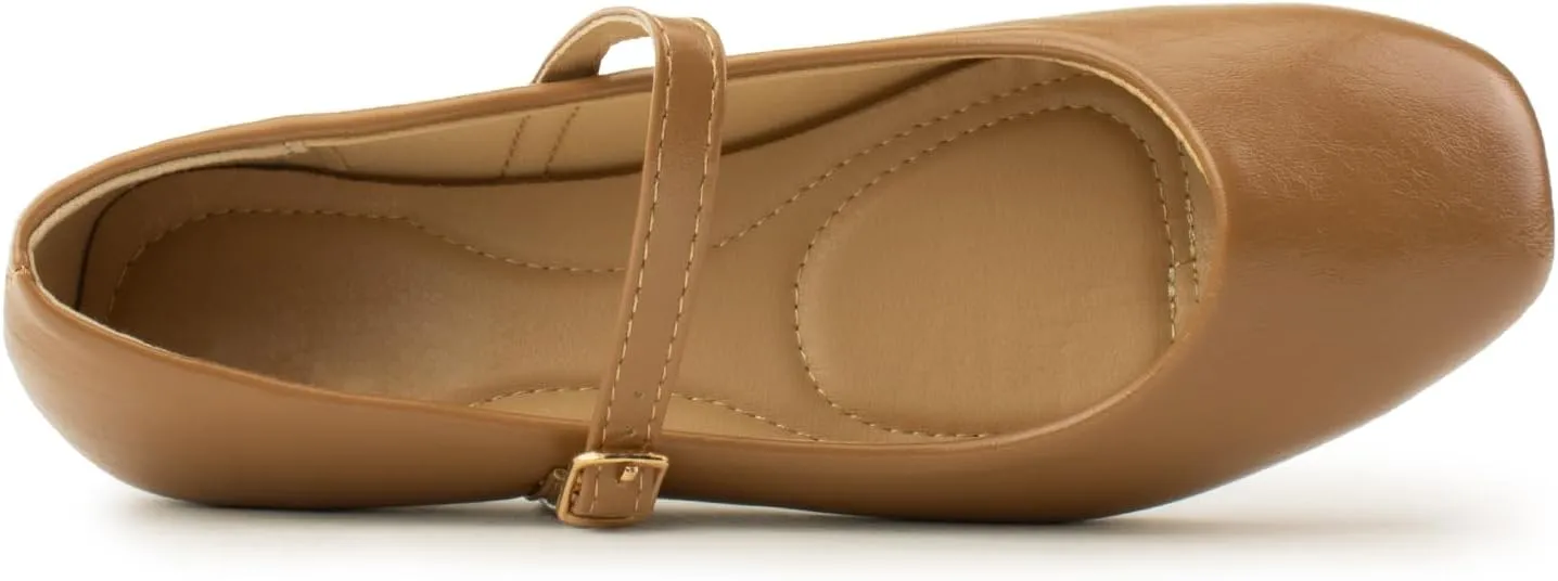 RF ROOM OF FASHION Women's Buckle Strap Mary Jane Ballet Flats
