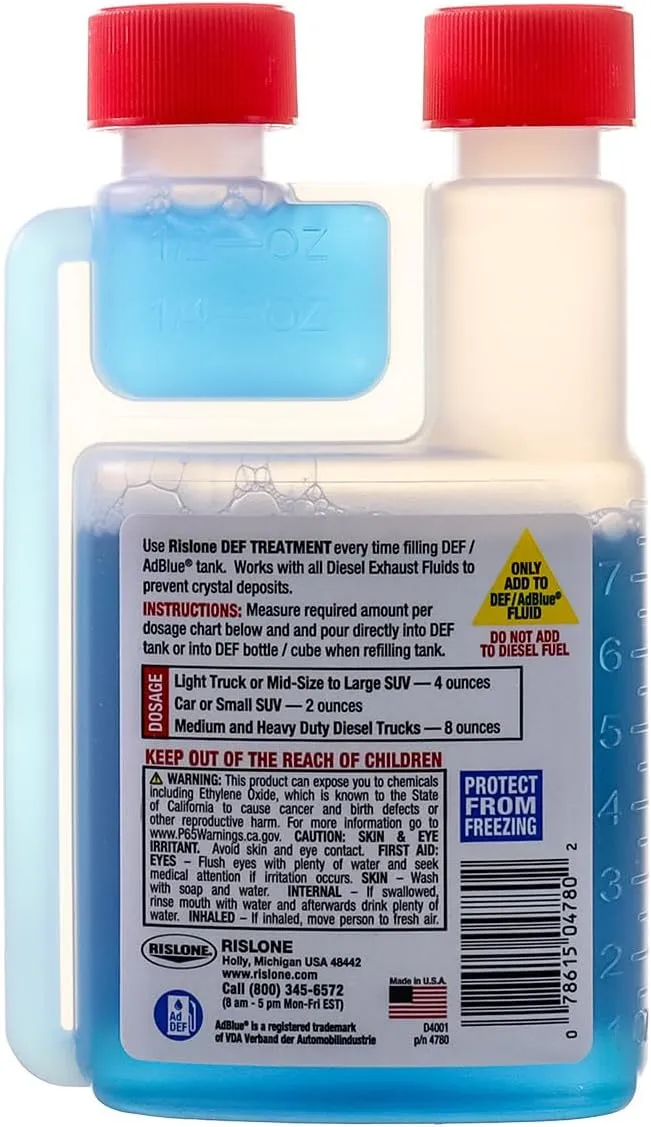 Rislone 4780 Diesel DEF Treatment | Prevents AdBlue/DEF Fluid Crystallization, 8 oz