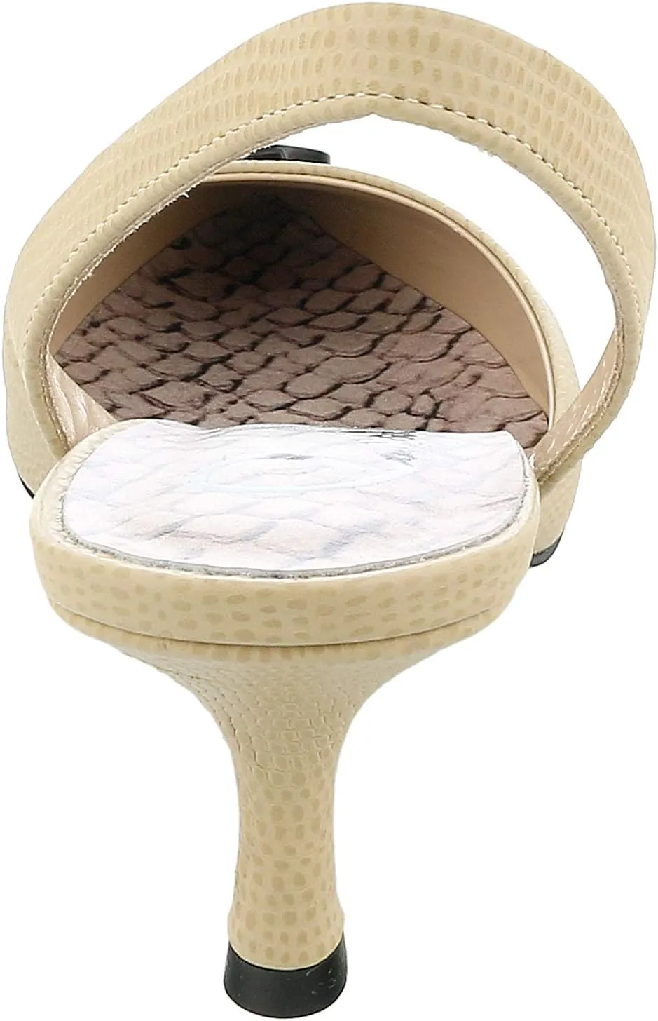 ROBERTO CAVALLI Class Beige/Black Leather Classic Sling Back Mid Heel Shoes- for Womens