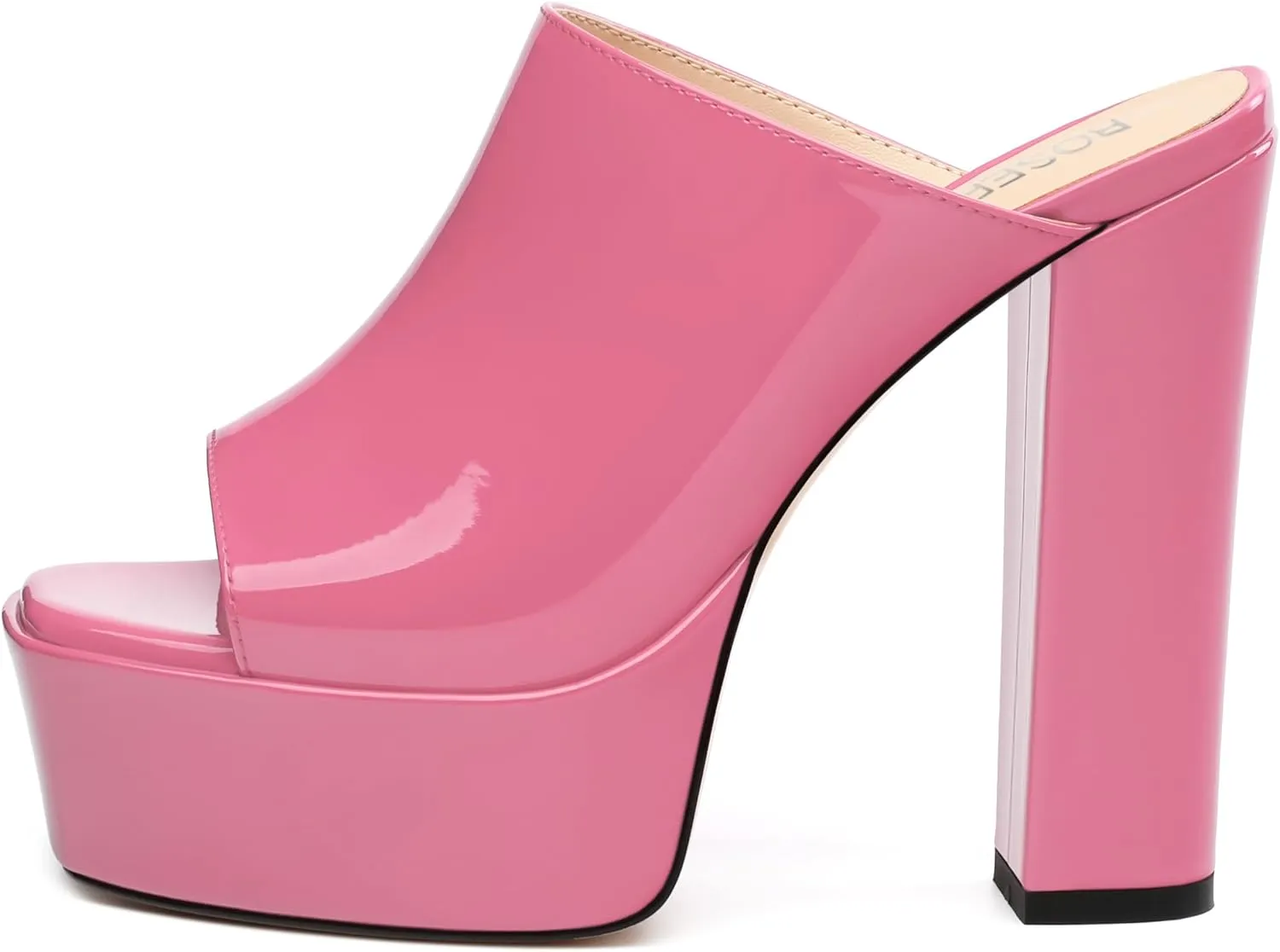 ROSERWISH Women's Platform Heels High Chunky Block Heel Sandals Sexy Open Toe Slip on Heels for Women Slide Mules Dressy Pumps Shoes