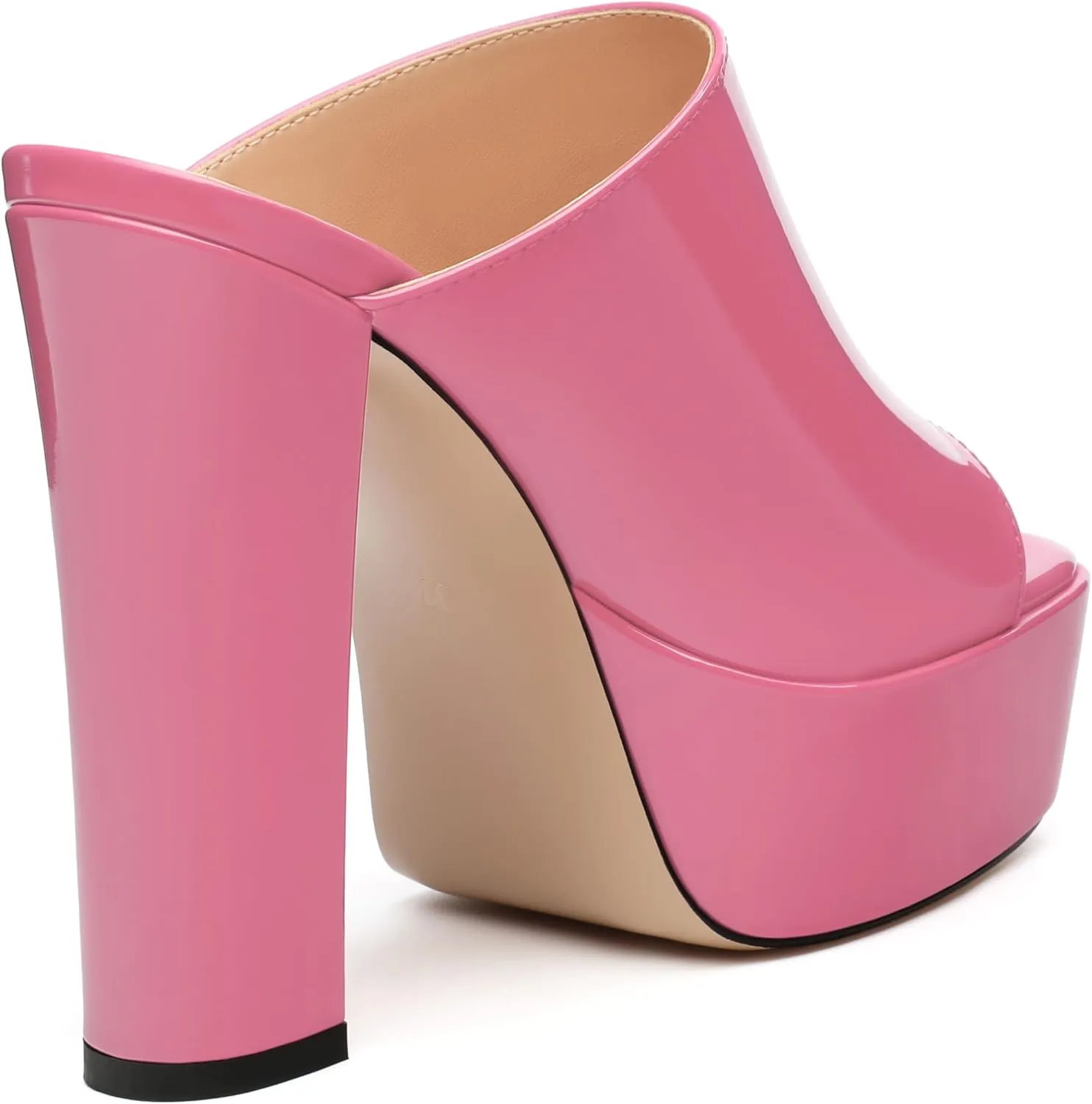 ROSERWISH Women's Platform Heels High Chunky Block Heel Sandals Sexy Open Toe Slip on Heels for Women Slide Mules Dressy Pumps Shoes