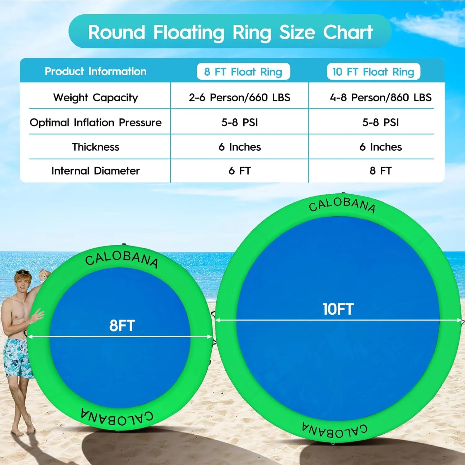 Round Floating Ring Inflatable Water Hammock Heavy Duty River Floats Lake Raft for Adults Tanning Pool Lounger Float Island Platform Pad Mat for Party