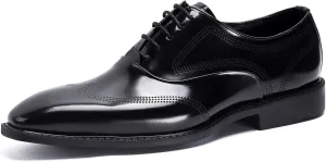 Santimon Men's Oxfords Formal Dress Wingtip Brogue Classic Lace-up Derby Genuine Leather Fashion Suit Shoes Buinsess Casual Prom Wedding Tuxedo Shoes for Men