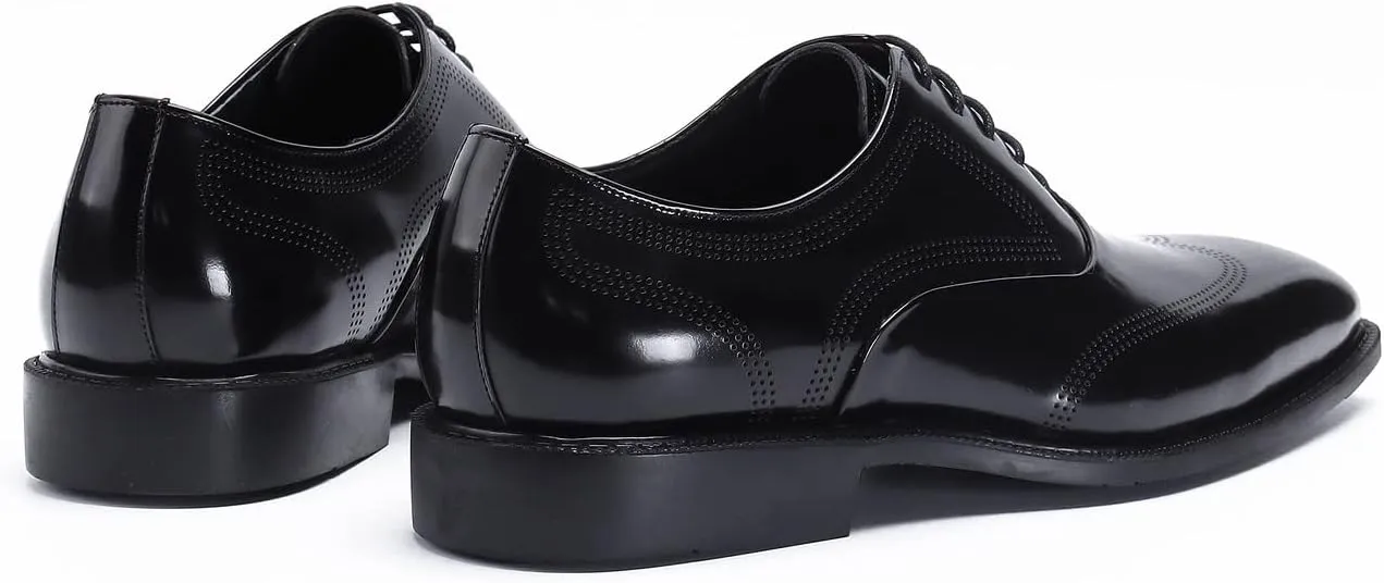 Santimon Men's Oxfords Formal Dress Wingtip Brogue Classic Lace-up Derby Genuine Leather Fashion Suit Shoes Buinsess Casual Prom Wedding Tuxedo Shoes for Men