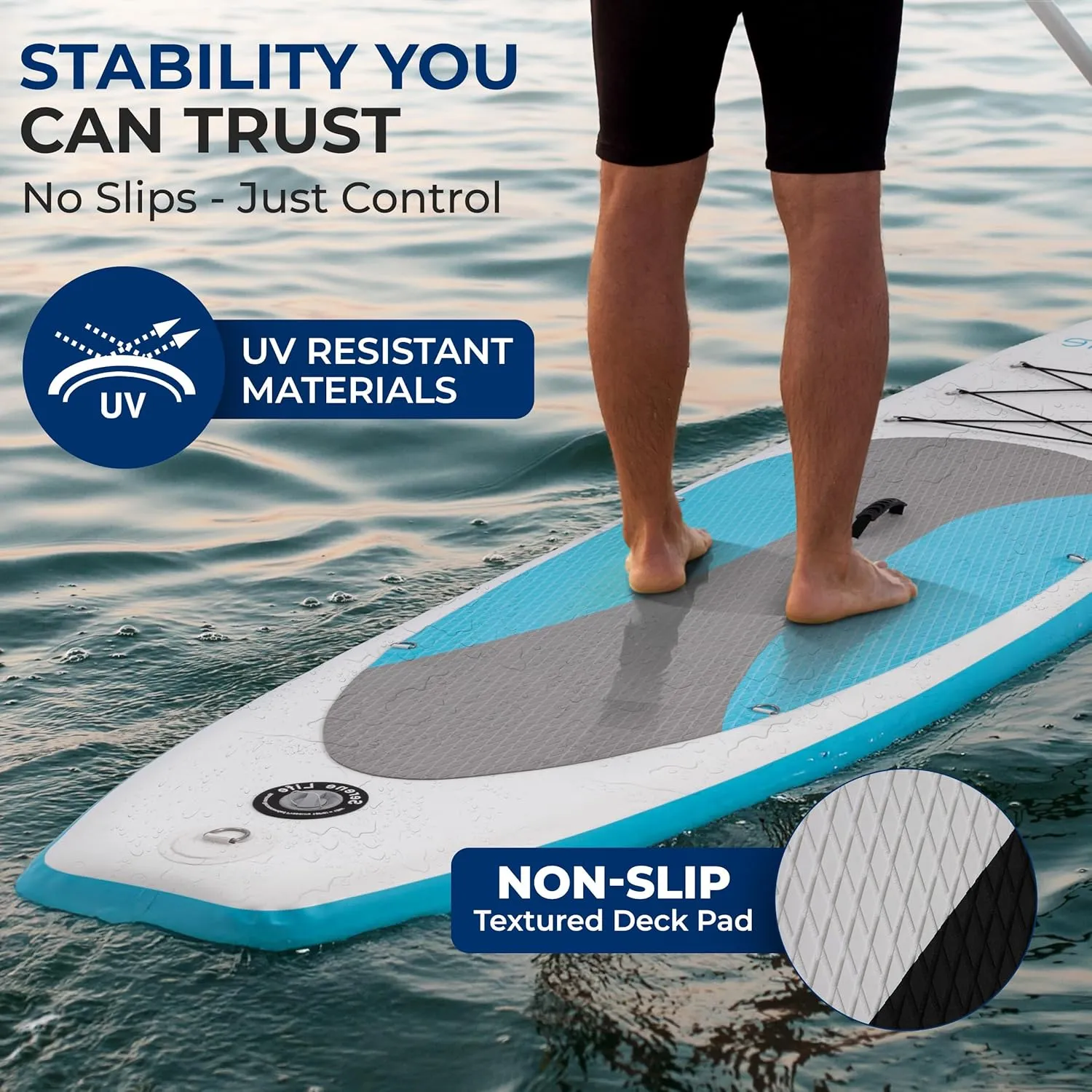 SereneLife Inflatable Stand Up Paddle Board with Premium SUP Accessories, Wide Stable Design, Non-Slip EVA Deck Pad for Youth and Adults