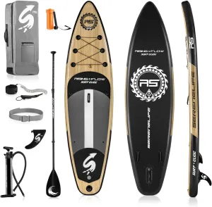SereneLife Inflatable Stand Up Paddle Board with Premium SUP Accessories – Wide Stable Design with Non-Slip EVA Deck Pad for Adults and Youth of All Skill Levels, 350 lbs Capacity
