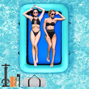ShinyRelief Floating Ring Inflatable Water Hammock 6X4 FT Heavy Duty Lake Floats for Adults Floating Dock Tanning Pool Lounger Inflatable Water Raft for Lake Beach Summer Pool Party