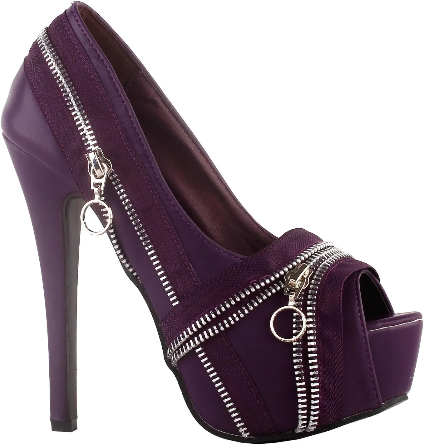SHOW STORY Punk Multi-Colour Zip Peeptoe Platform High Heel Stiletto Pump,LF80836