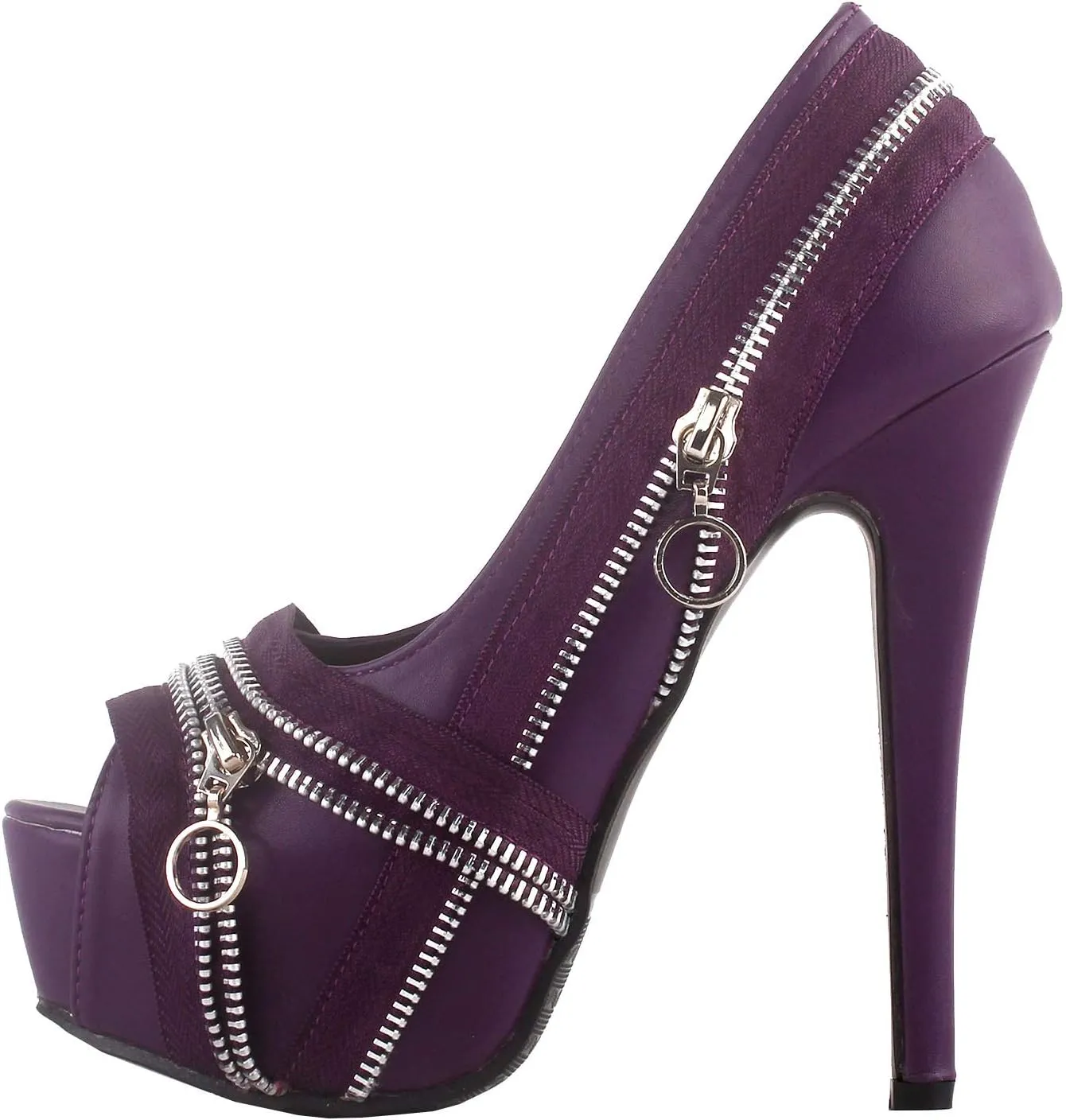 SHOW STORY Punk Multi-Colour Zip Peeptoe Platform High Heel Stiletto Pump,LF80836