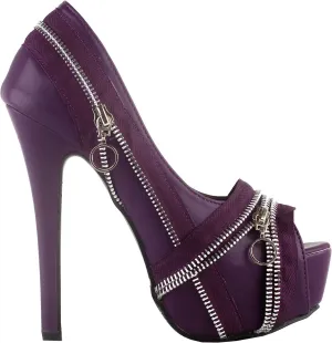 SHOW STORY Punk Multi-Colour Zip Peeptoe Platform High Heel Stiletto Pump,LF80836