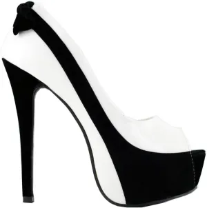 SHOW STORY Sexy Two Tone Peeptoe Bow Stiletto Platform High Heels Pumps,LF80805