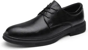 Single Season Dress Formal Shoes for Men Lace Up Burnished Toe Plaid Derby Shoes Faux Leather Rubber Sole Non Slip Resistant Low Top Anti-Slip Classic Very Popular Among Young People (Co Black
