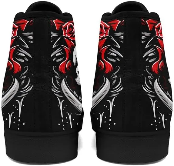Skull High Tops Canvas Shoes for Men Women Classic Lace Up Gothic Fashion Sneaker Street Casual Canvas Sneakers