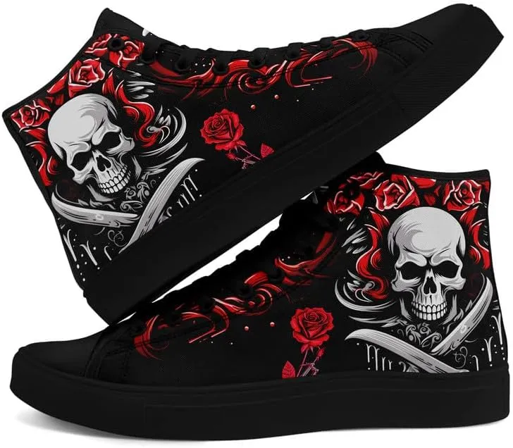 Skull High Tops Canvas Shoes for Men Women Classic Lace Up Gothic Fashion Sneaker Street Casual Canvas Sneakers