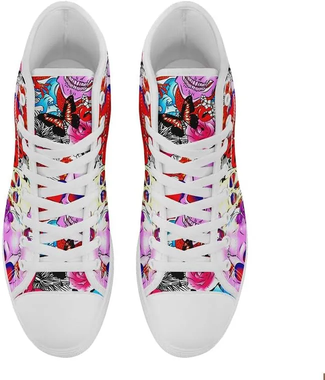 Skull High Tops Canvas Shoes for Men Women Classic Lace Up Gothic Fashion Sneaker Street Casual Canvas Sneakers