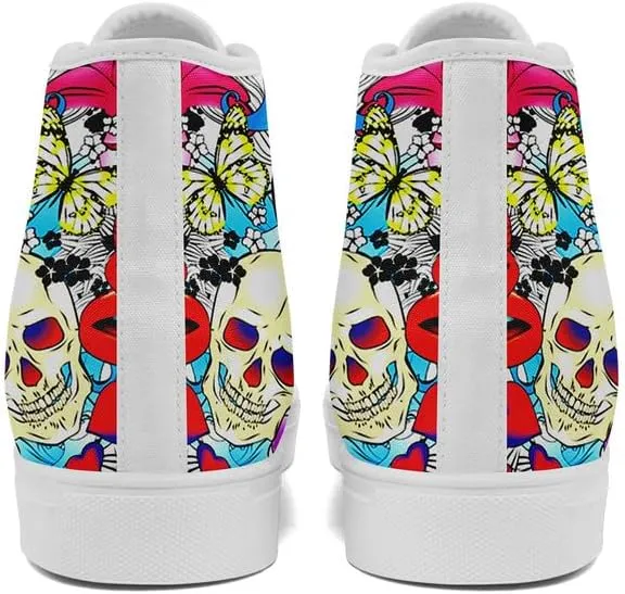 Skull High Tops Canvas Shoes for Men Women Classic Lace Up Gothic Fashion Sneaker Street Casual Canvas Sneakers