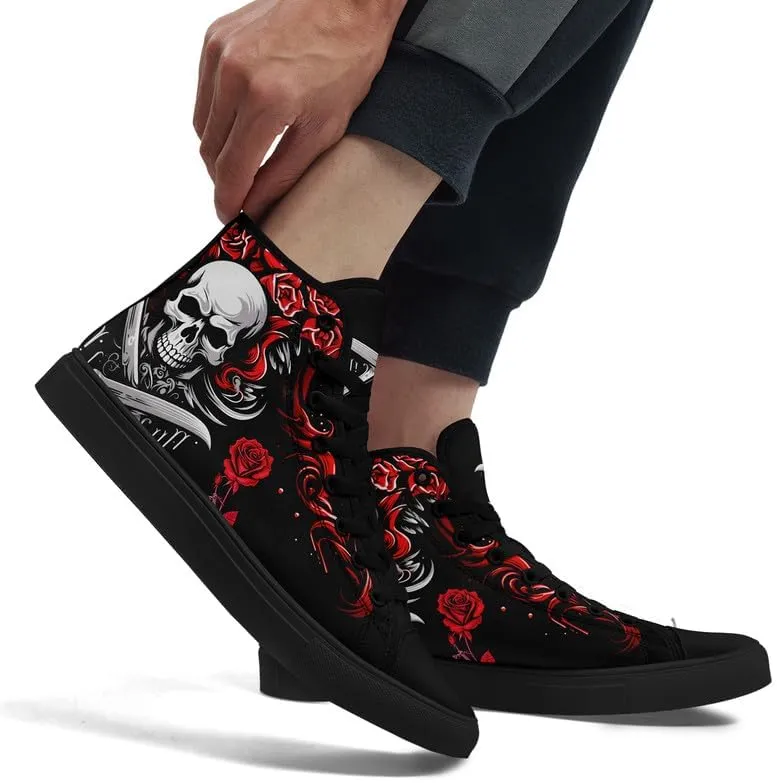Skull High Tops Canvas Shoes for Men Women Classic Lace Up Gothic Fashion Sneaker Street Casual Canvas Sneakers