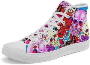 Skull High Tops Canvas Shoes for Men Women Classic Lace Up Gothic Fashion Sneaker Street Casual Canvas Sneakers