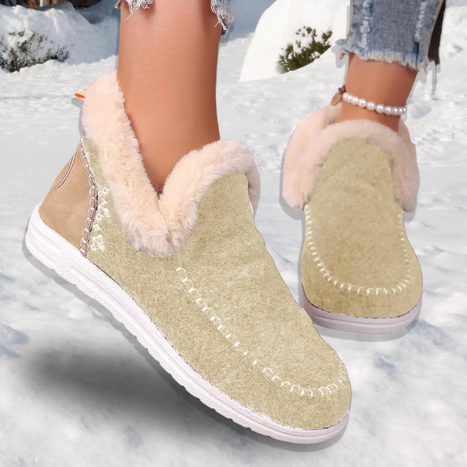 Slippers for Women & Men Indoor and Outdoor Winter Warm Fuzzy House Boots Slip On Sneakers for Cozy Feet Wide Slipper Shoes Unisex