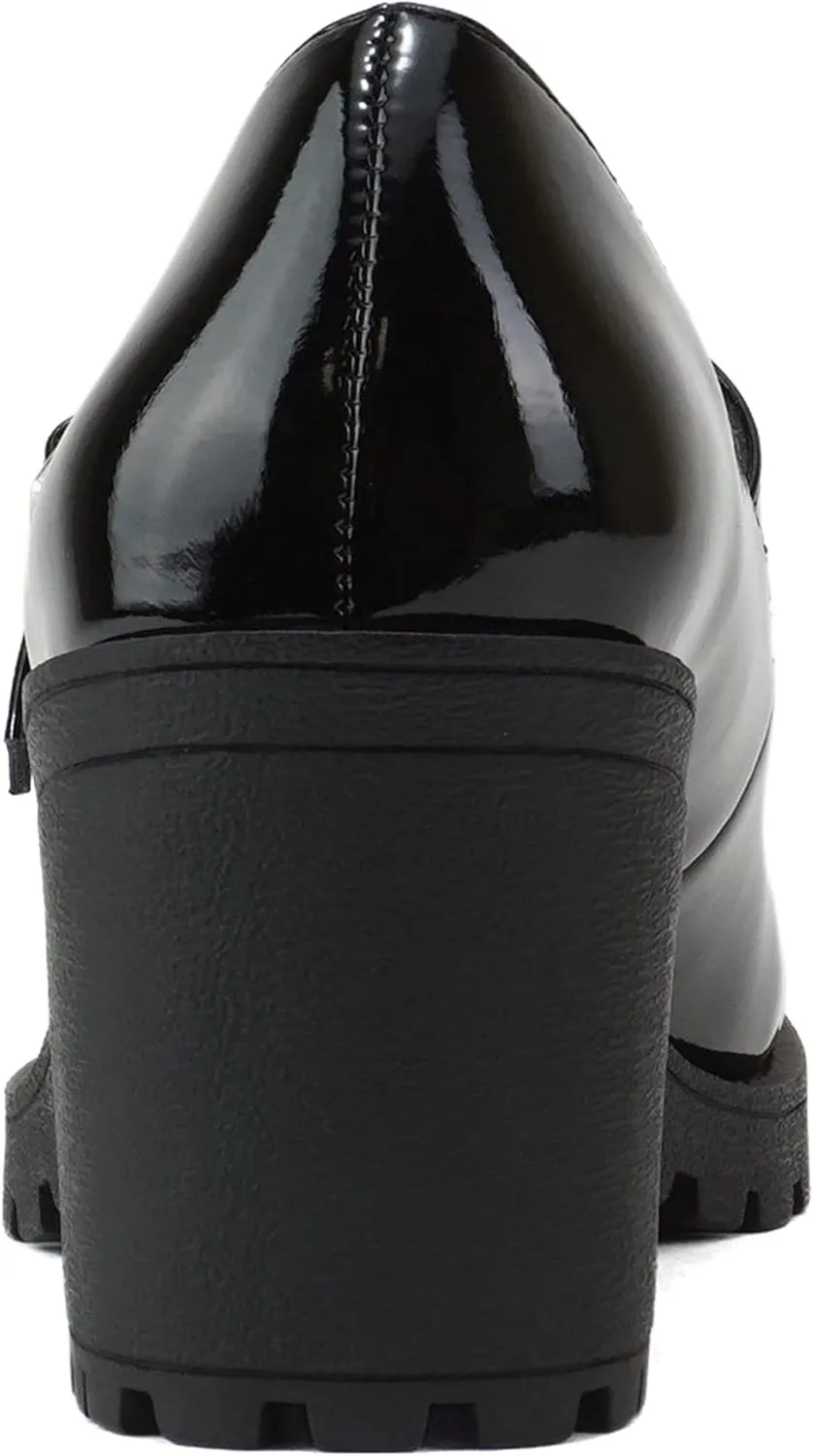Soda “Eviana” ~ Women Mary Jane Round Toe Mid Chunky Block Heel Lug Sole Pump with Adjustable Strap