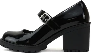 Soda “Eviana” ~ Women Mary Jane Round Toe Mid Chunky Block Heel Lug Sole Pump with Adjustable Strap