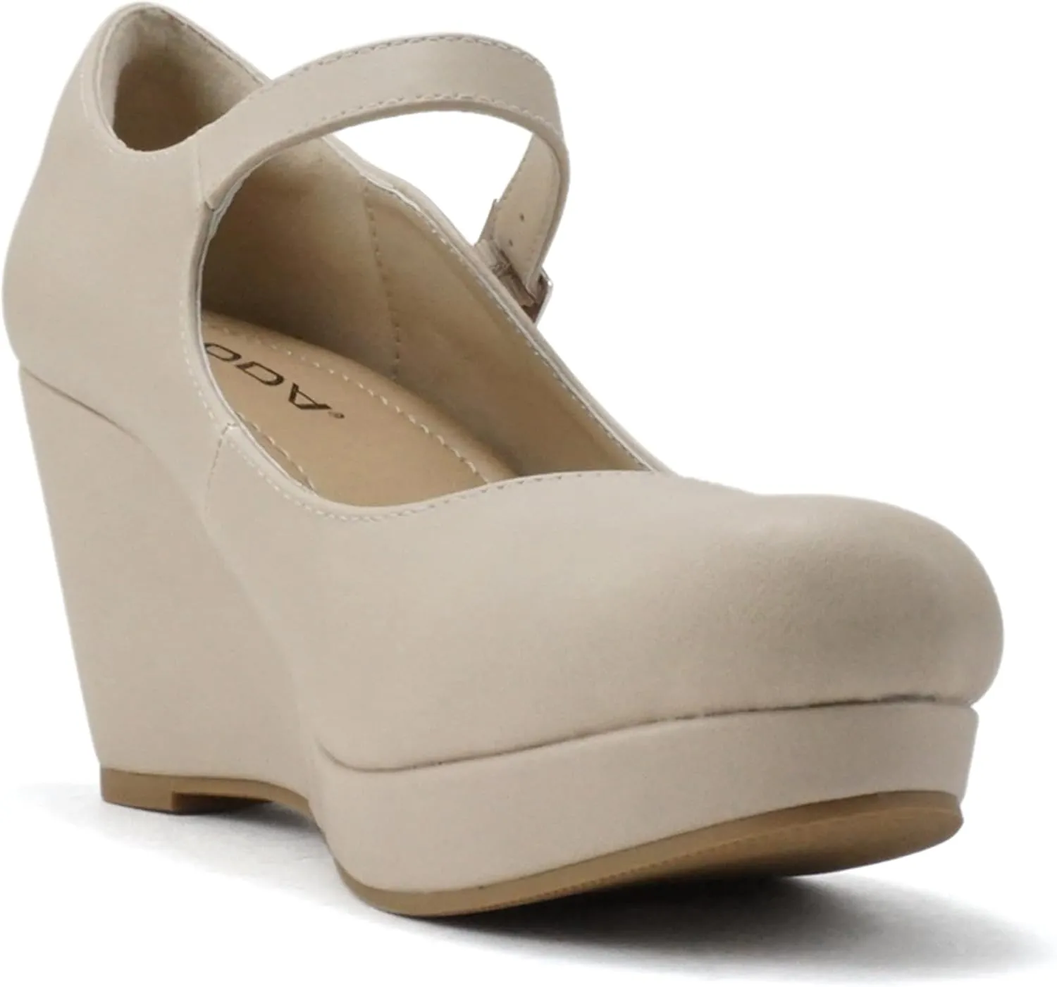 Soda Merry ~ Womens Mary Jane Strap Comfortable Platform Wedge Pump Heel Shoes (Wide Fit Available)
