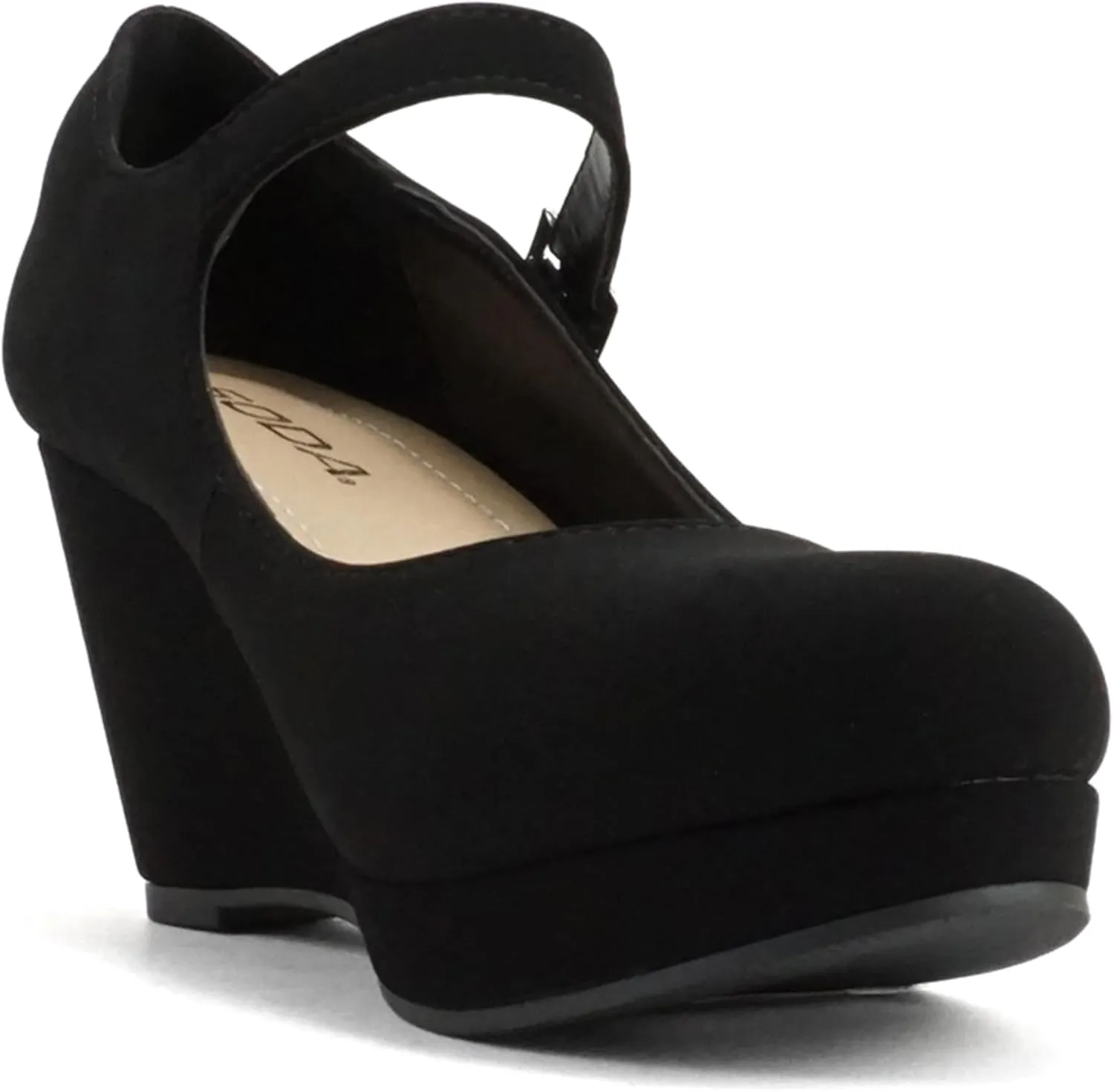 Soda Merry ~ Womens Mary Jane Strap Comfortable Platform Wedge Pump Heel Shoes (Wide Fit Available)