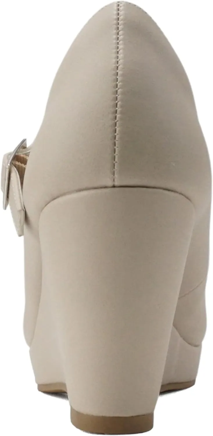Soda Merry ~ Womens Mary Jane Strap Comfortable Platform Wedge Pump Heel Shoes (Wide Fit Available)