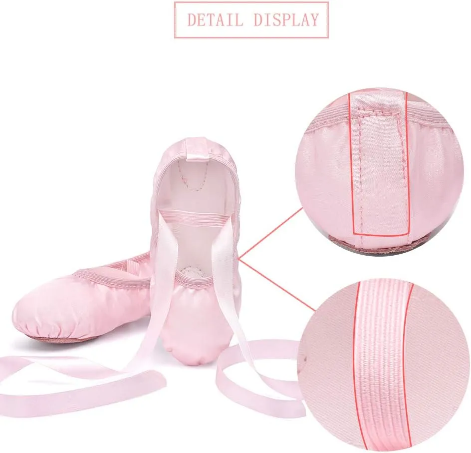 Stelle Ballet Shoes for Girls Satin/Ribbons Ballet Slippers Dance Shoes(Toddler/Little/Big Kids)