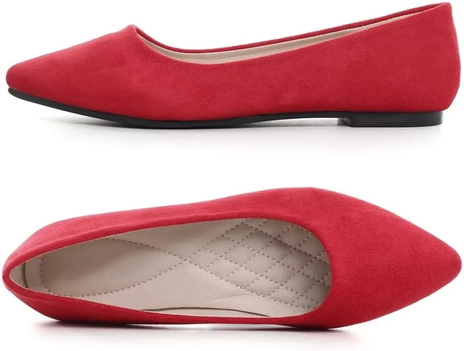 Stunner Women’s Ballet Flats Comfortable Pointed Toe Slip On Memory Foam Flats Shoes