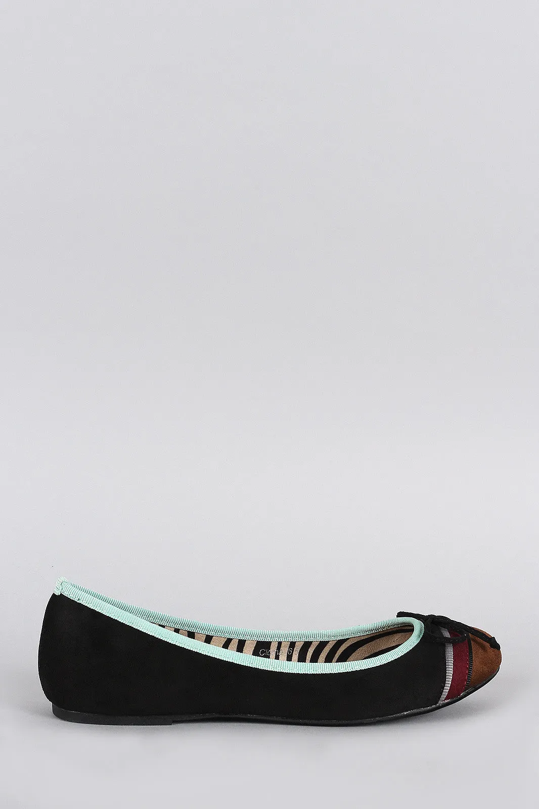 Suede Colorblock Bow Toe Large variety Safe transactions Ballet Flat Round