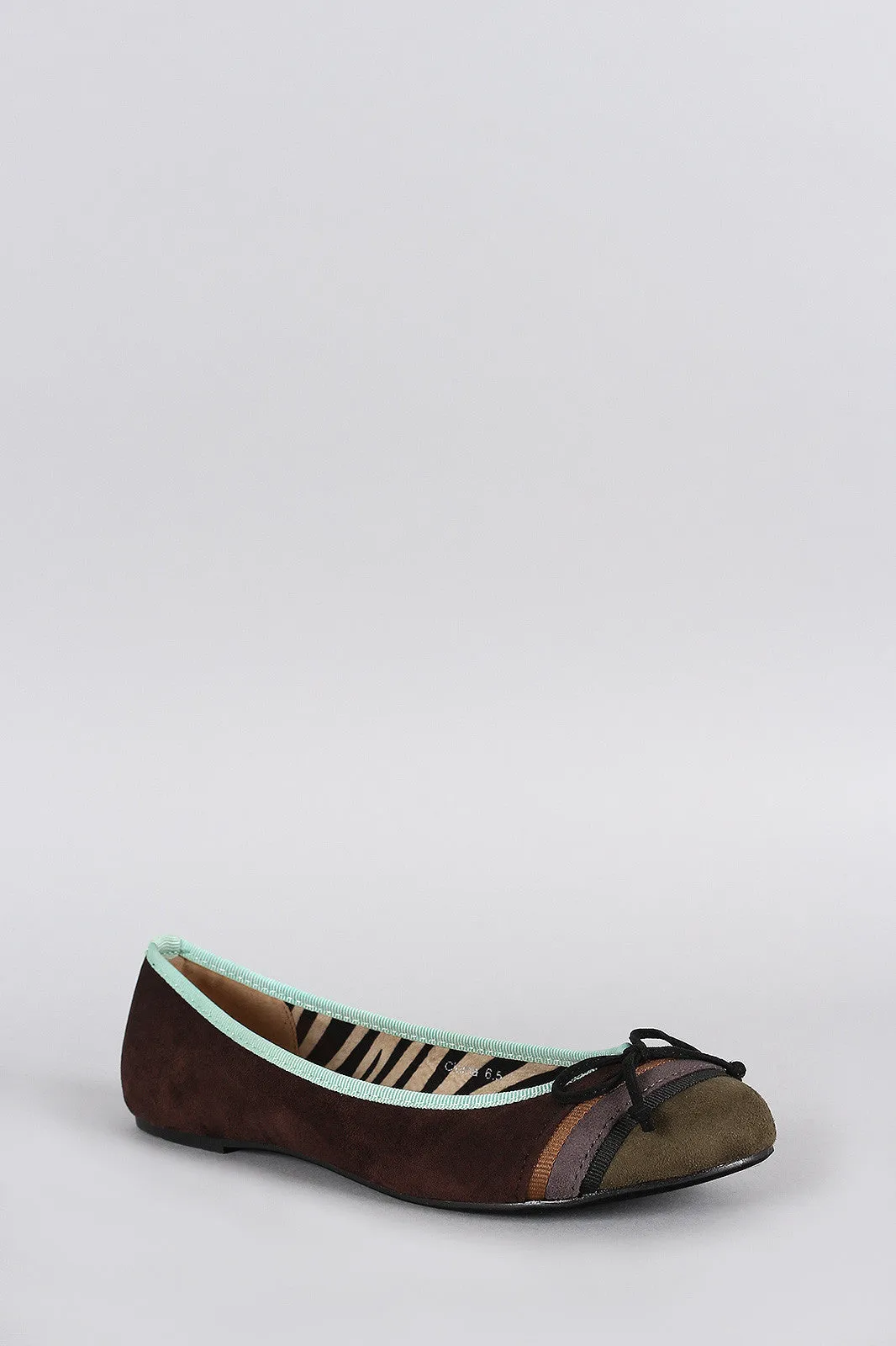 Suede Colorblock Bow Toe Large variety Safe transactions Ballet Flat Round